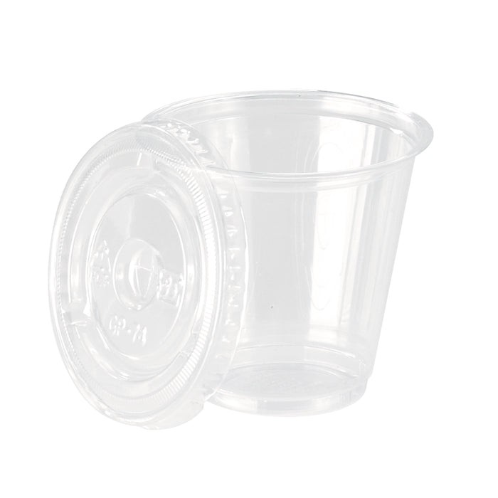 Combo vaso + tapa plana PET 150ml Ø74mm A70mm - 50Uds