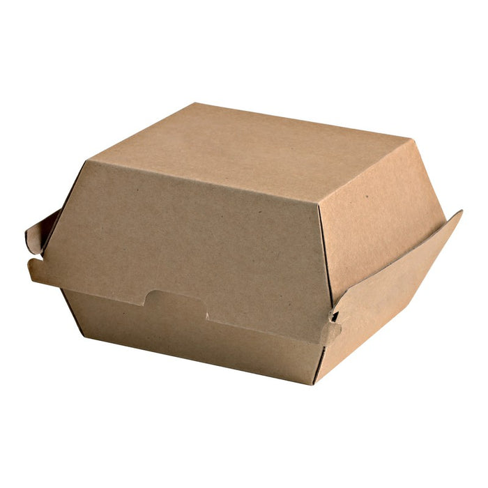 Caja de cartón kraft para hamburguesas microcanal 145x130mm A78mm - 50Uds