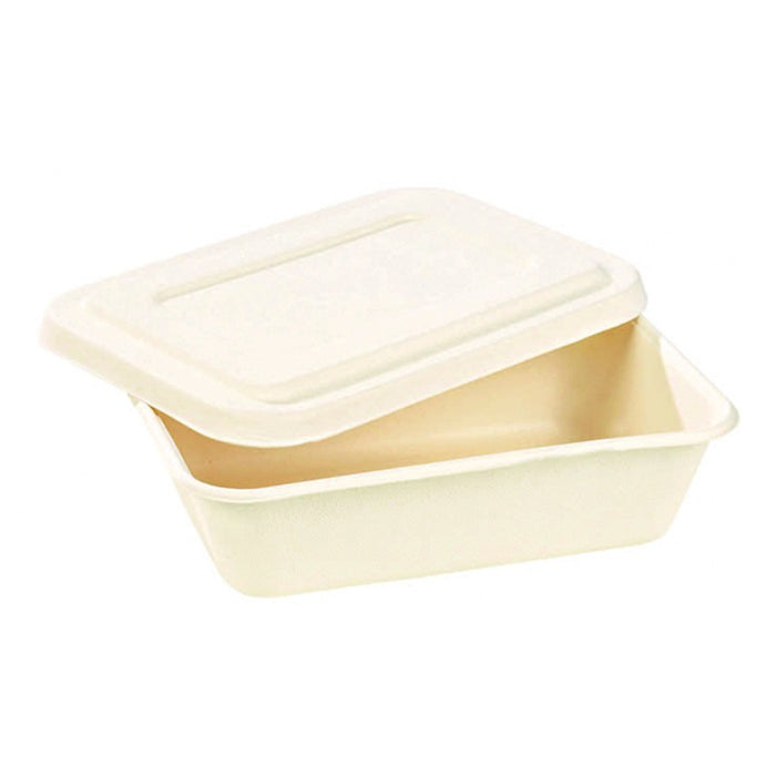 Caja de comida en pulpa con tapa blanca 850ml 193x135mm A50mm - 50Uds