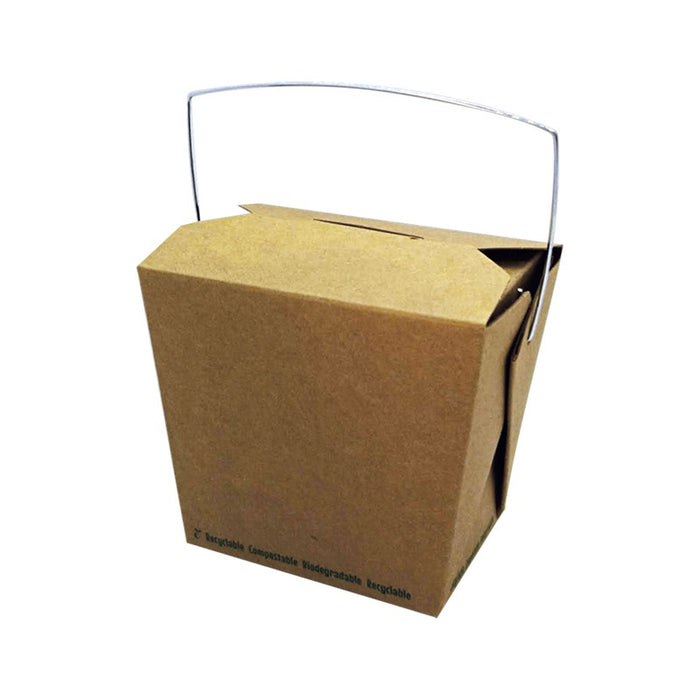 Caja cuadrada de cartón kraft con asa 450ml 95x73mm A90mm - 50Uds