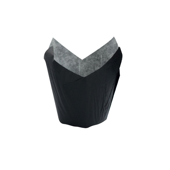 Papel negro tulipa de cocción antigrasa 175x175mm A90mm - 60Uds