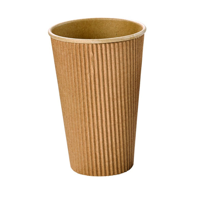 Vaso Rippley de cartón corrugado beige 480ml A135mm - 25Uds