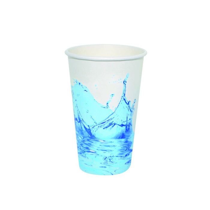 Vaso de cartón blanco para bebida fría Decoración Splash 450ml A133mm - 50Uds