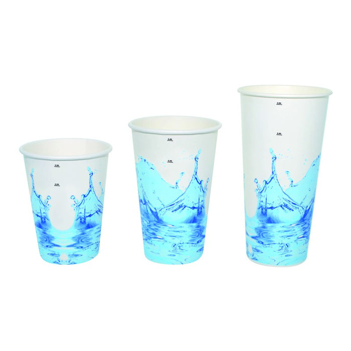 Vaso de cartón blanco para bebida fría Decoración Splash 450ml A133mm - 50Uds