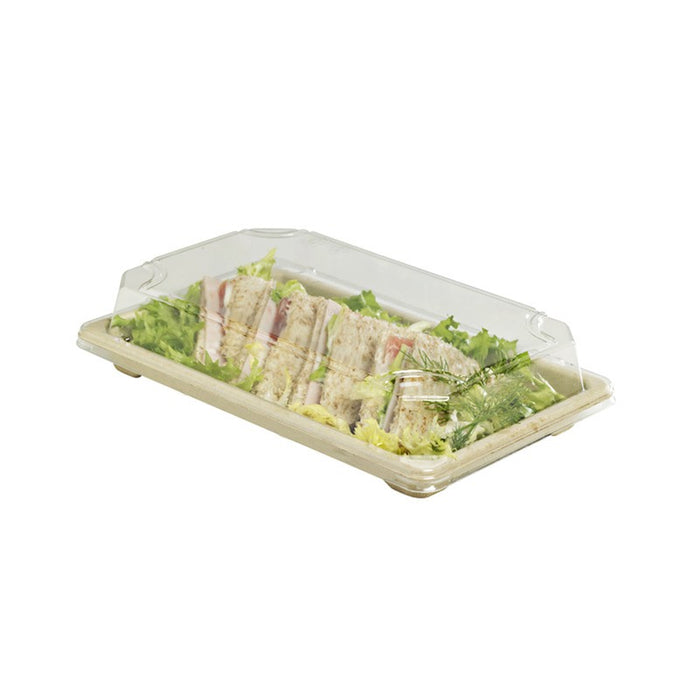 Bandeja sushi de pulpa con tapa transparente 216x135mm A40mm - 50Uds