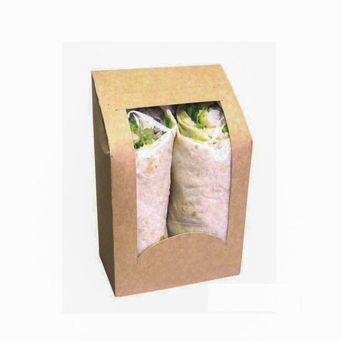 Envase de cartón kraft para wraps con ventana 95x54mm A152mm - 50Uds