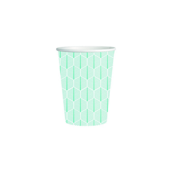 Vaso de cartón blanco con decoración de hojas 470ml A137mm - 50Uds