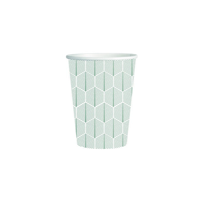 Vaso de cartón blanco con decoración de hojas 120ml A62mm - 100Uds