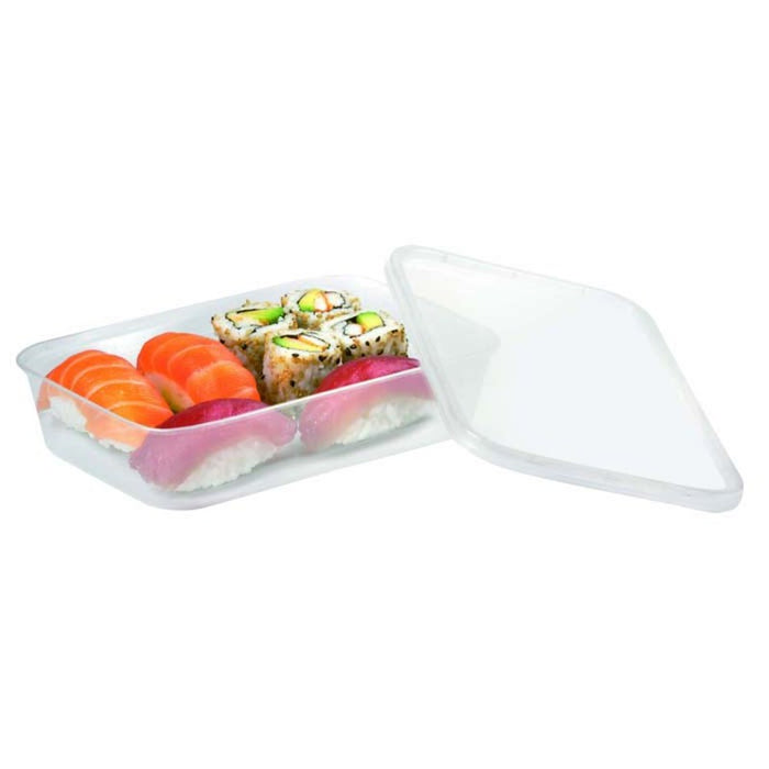 Caja rectangular traslucida PP con tapa. 500ml 173x120mm A37mm - 25Uds