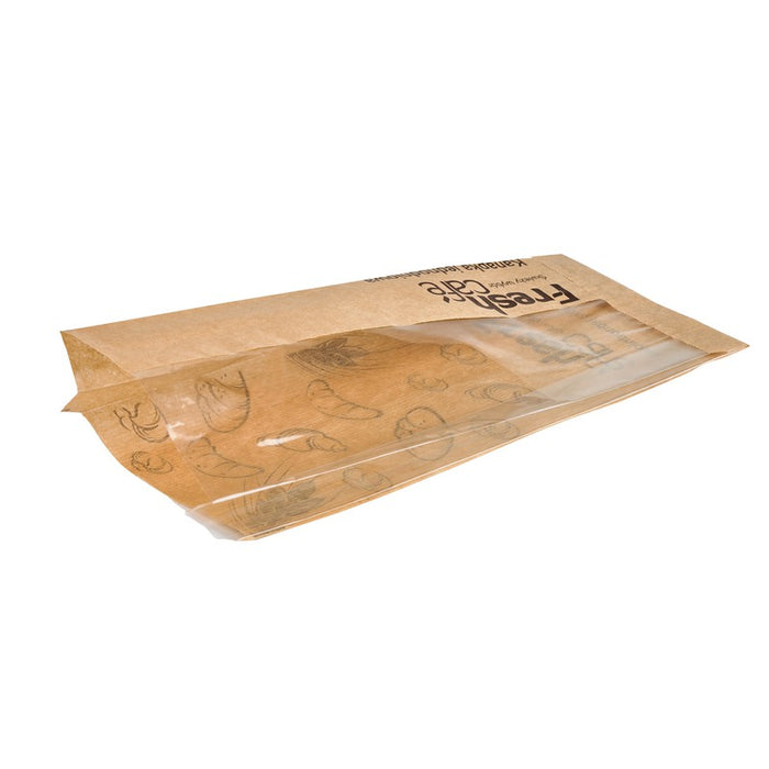 Bolsa papel kraft con ventana lateral y fuelle 120x40mm A340mm - 1000Uds