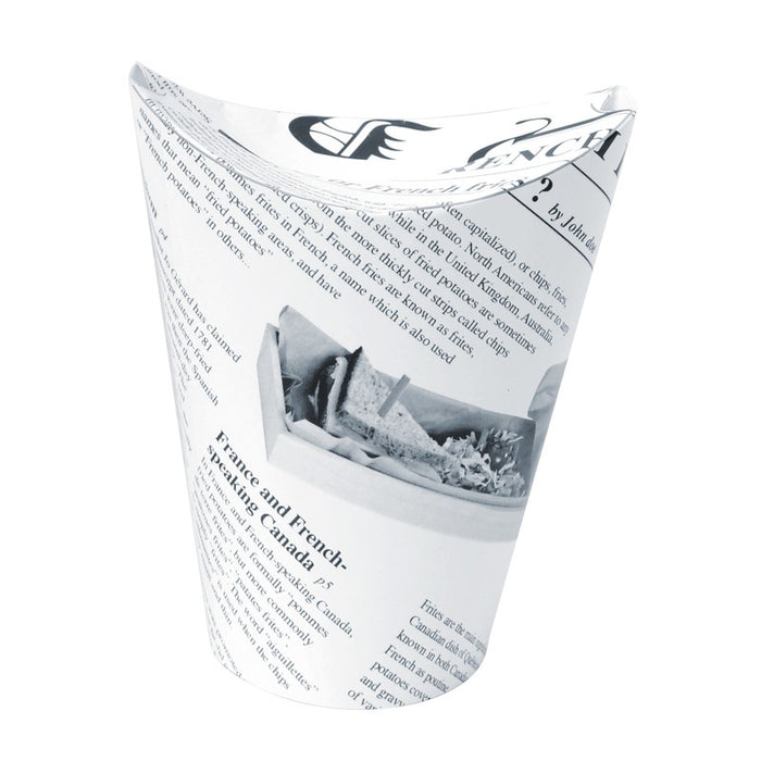 Vaso para snack de cartón blanco con cierre decoración News 350ml A139mm - 50Uds