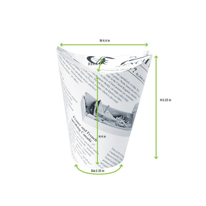 Vaso para snack de cartón blanco con cierre decoración News 350ml A139mm - 50Uds