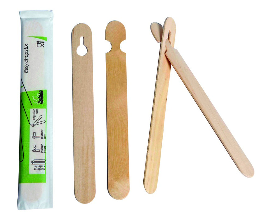 Palillos chinos de madera empaquetados por 2 unidades A150mm - 100Uds