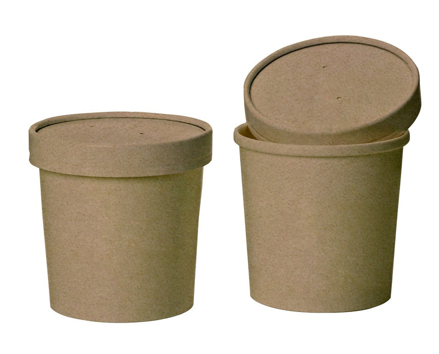 Tarrina de cartón kraft para caliente/frío 360ml Ø90mm A89mm - 50Uds