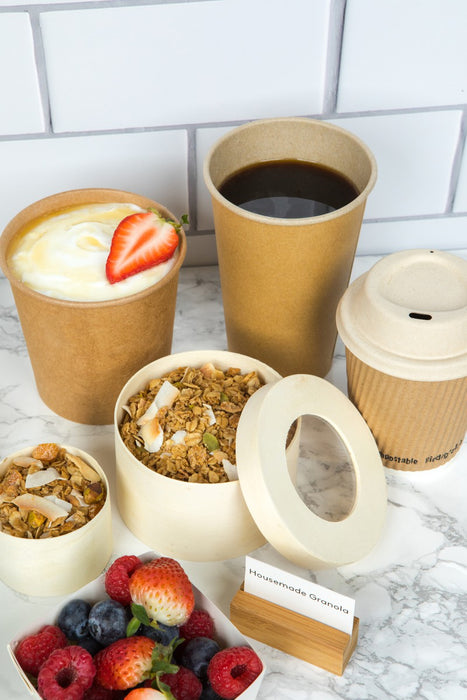 Tarrina de cartón kraft para caliente/frío 360ml Ø90mm A89mm - 50Uds