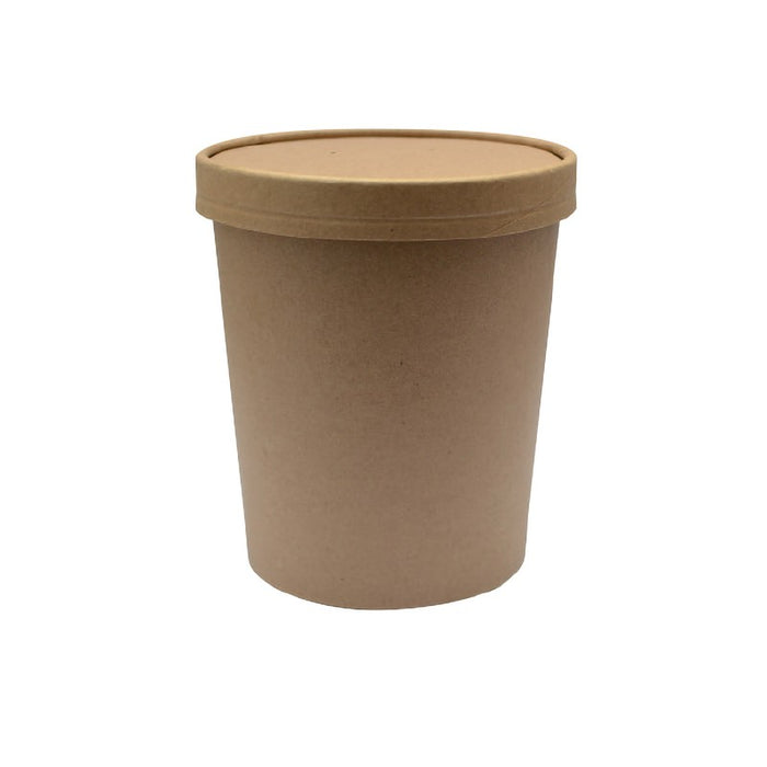 Vaso sopa cartón kraft para caliente/frío con tapa 560ml A118mm - 25Uds