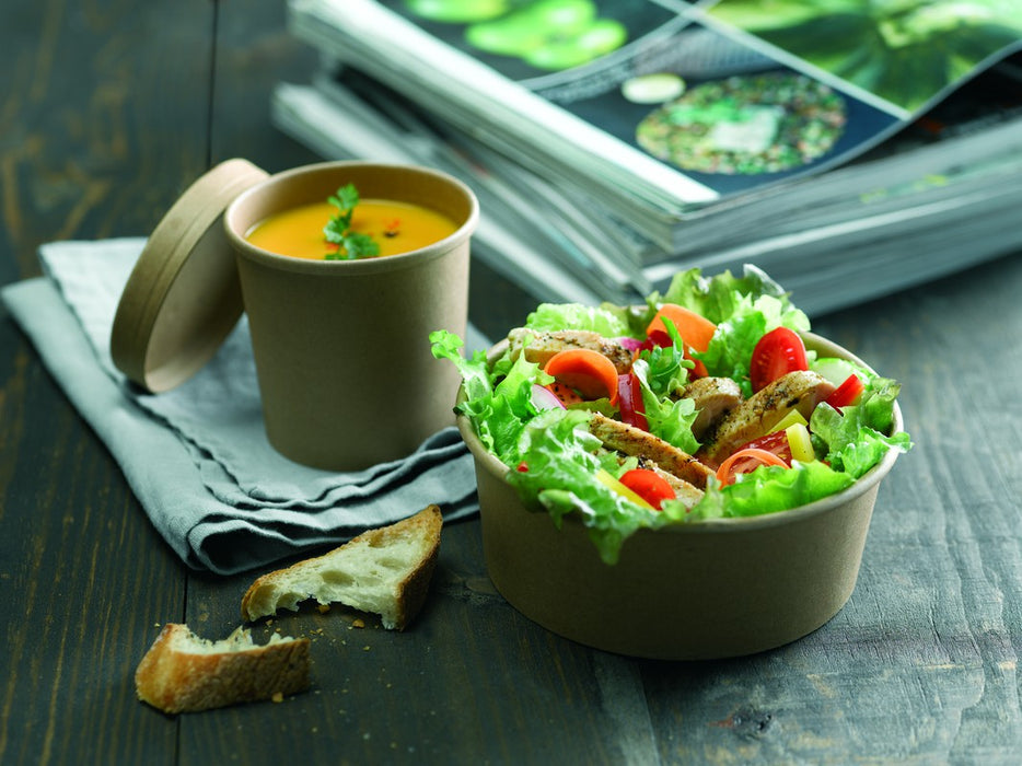 Vaso sopa cartón kraft para caliente/frío con tapa 560ml A118mm - 25Uds