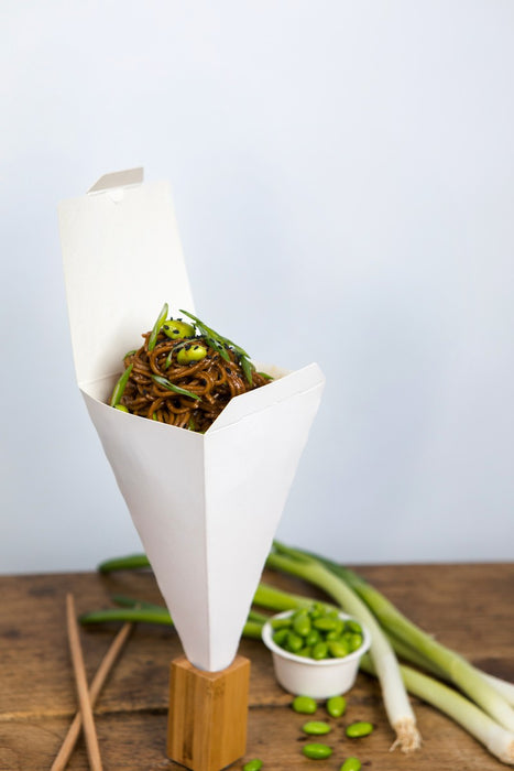 Cono de cartón blanco para snack 90x90mm A190mm - 25Uds