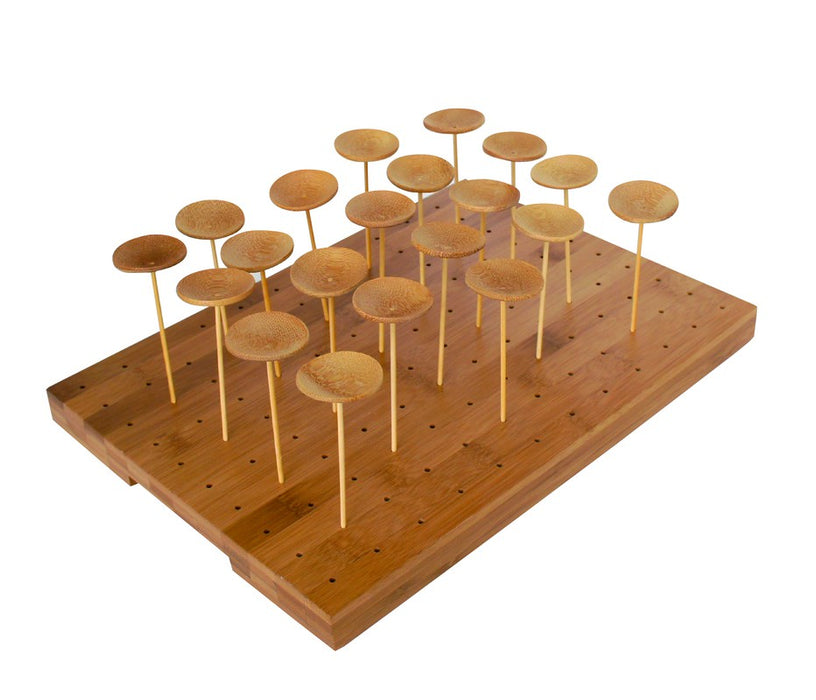 Soporte rectangular de bambú para 120 pinchos 300x250mm A23mm - 1Uds