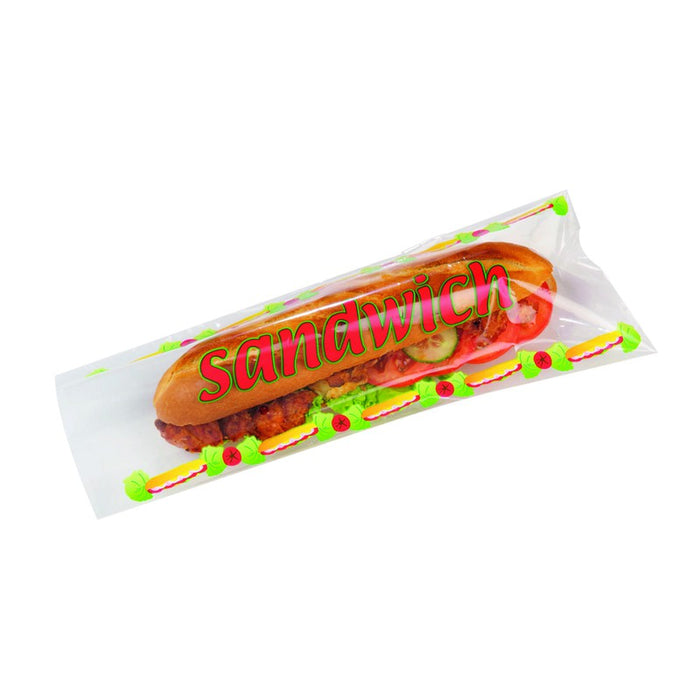 Bolsa para bocadillo en PP transparente decorado 350x140mm - 500Uds