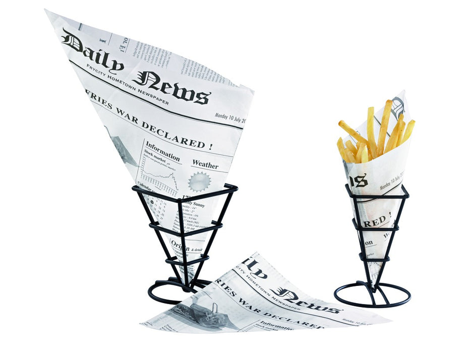 Cono de papel antigrasa con diseño periódico 360ml 250x180mm A180mm - 1000Uds