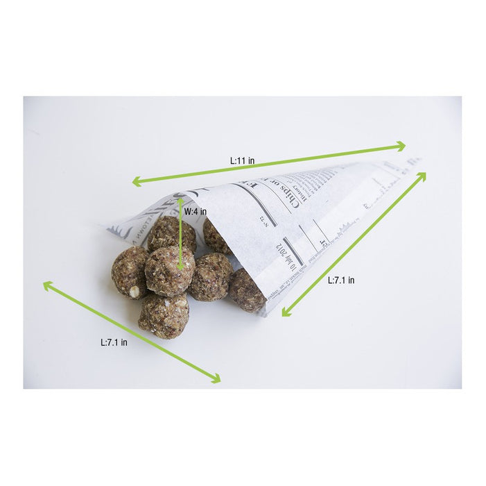 Cono de papel antigrasa con diseño periódico 360ml 250x180mm A180mm - 1000Uds