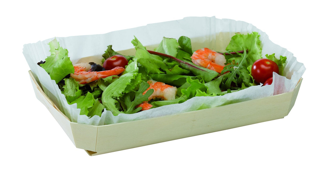 Molde de cocción rectangular exterior de madera y molde de papel interior 750ml 260x160mm A40mm - 20Uds