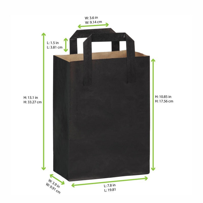 Mini bolsa de papel kraft reciclado exterior negro 200x100mm A280mm - 250Uds
