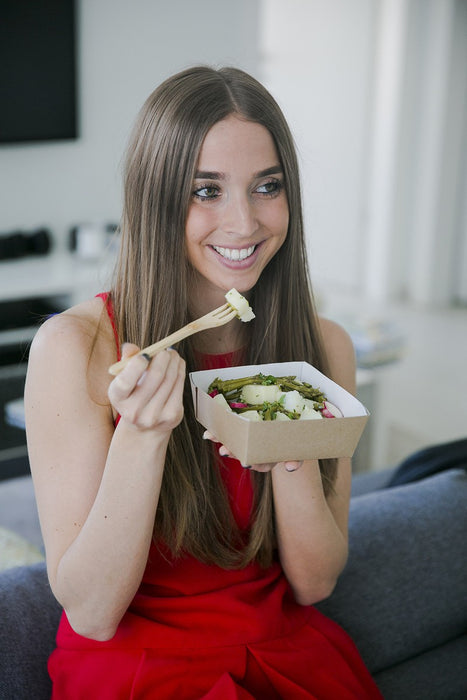 Caja cuadrada de cartón marrón con tapa ventana KRAY 1 550ml 205x205mm A50mm - 50Uds