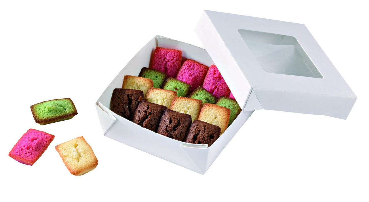 Caja cuadrada de cartón blanco con tapa ventana KRAY 350ml 115x115mm A40mm - 25Uds