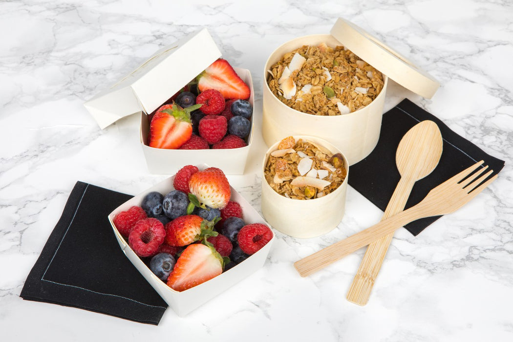 Caja cuadrada de cartón blanco con tapa ventana KRAY 350ml 115x115mm A40mm - 25Uds