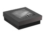 
Caja cuadrada de cartón negro con tapa ventana KRAY 950ml 155x155mm A50mm - 25Uds
