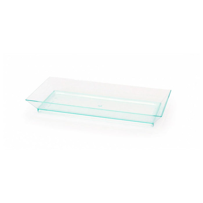 Plato verde transparente rectangular en PS KLARITY 130x62mm - 50Uds