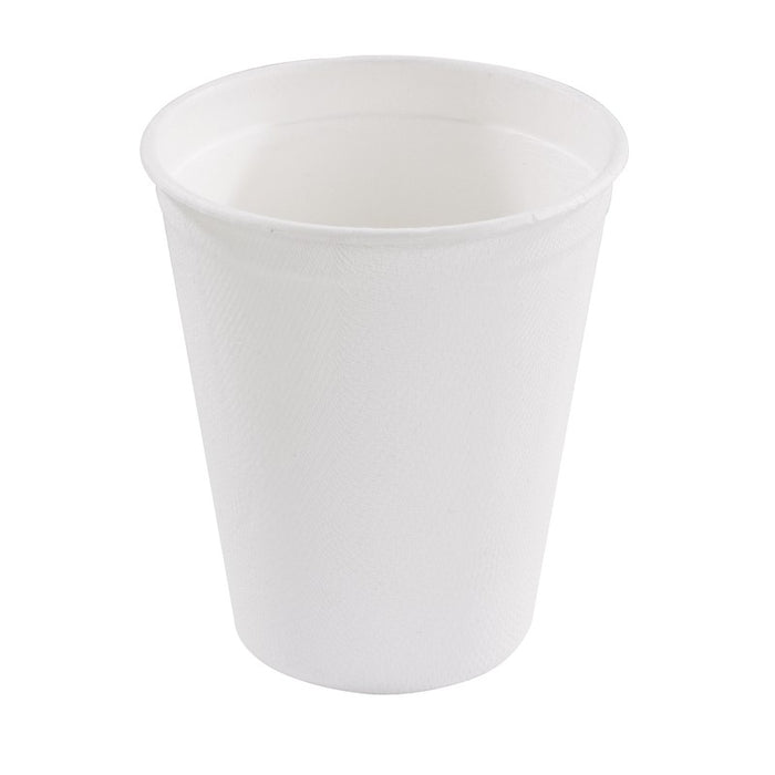 Vaso de postre blanco elaborado con pulpa de caña de azúcar 260ml A90mm - 50Uds