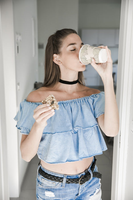 Vaso de cartón kraft con decoración de hojas de doble pared con laminado PLA 230ml A90mm - 25Uds