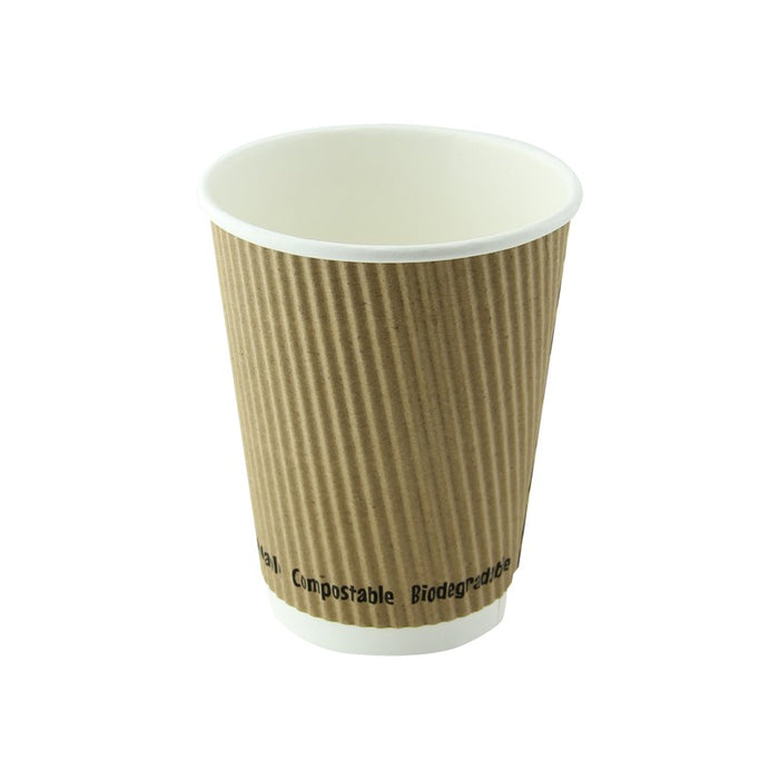 Vaso Rippley de cartón corrugado beige de doble pared 340ml A112mm - 25Uds