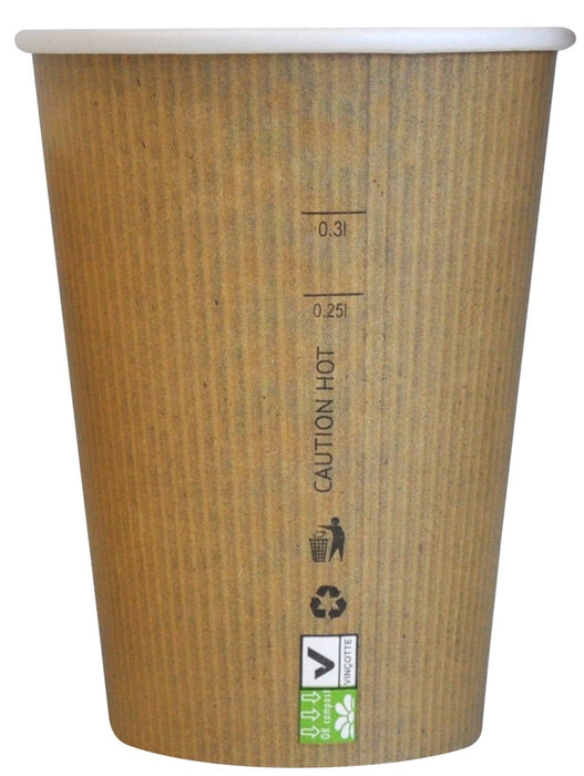 Vaso Nature Cup de cartón kraft estriado 340ml A108mm - 50Uds