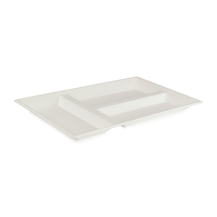 Bandeja rectangular blanca de pulpa 400x280mm - 25Uds