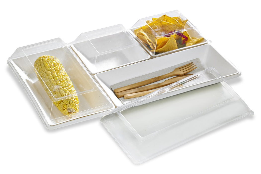 Bandeja rectangular blanca de pulpa 400x280mm - 25Uds