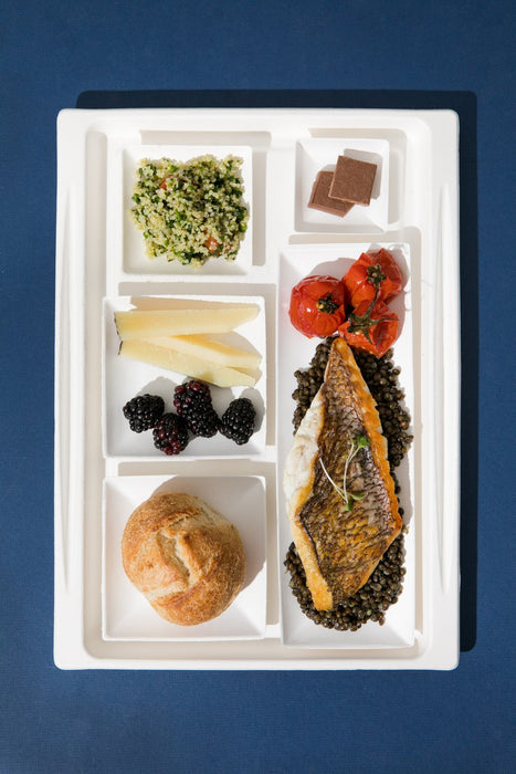 Bandeja rectangular blanca de pulpa 400x280mm - 25Uds