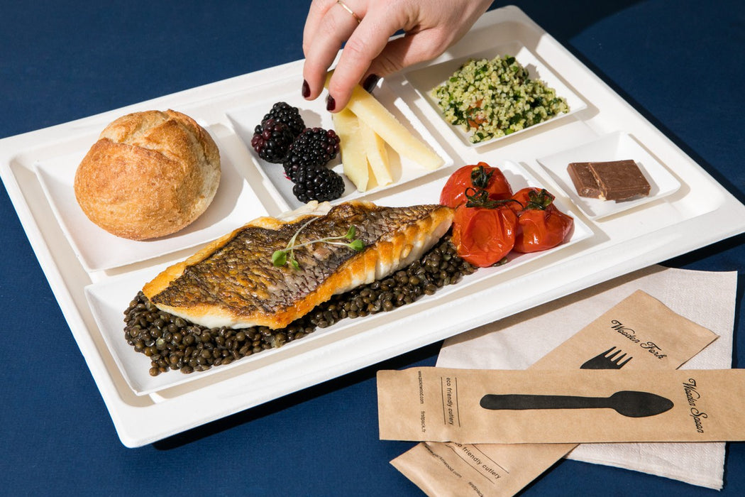 Bandeja rectangular blanca de pulpa 400x280mm - 25Uds