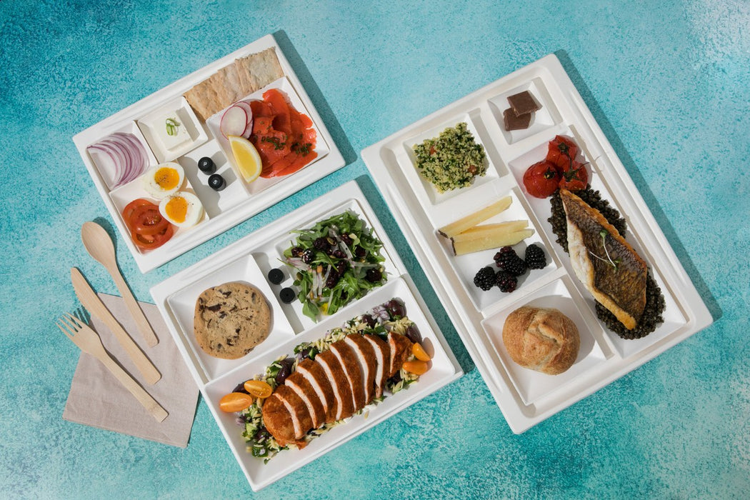 Bandeja rectangular blanca de pulpa 400x280mm - 25Uds