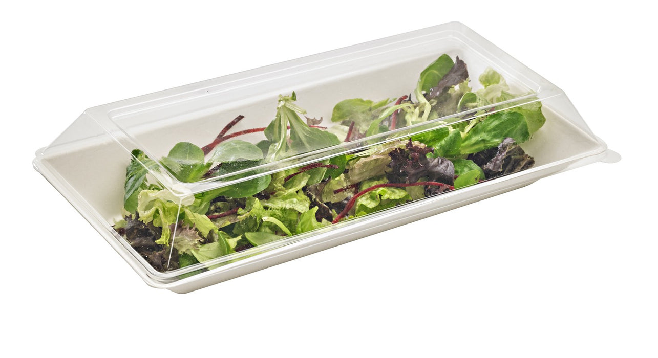 Plato hondo rectangular de pulpa blanco BioNchic 500ml 260x130mm A28mm - 50Uds