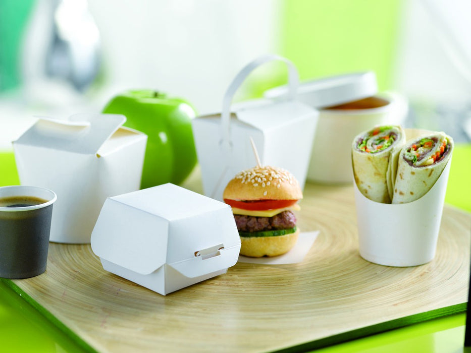 Mini caja de cartón blanco para hamburguesa 70x70mm A50mm - 50Uds