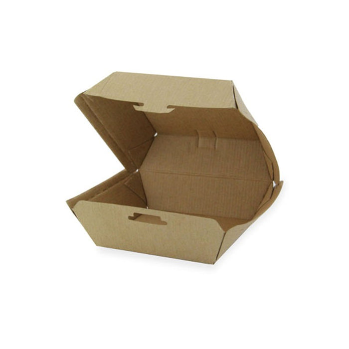 Caja de cartón kraft para hamburguesas microcanal 135x125mm A65mm - 50Uds