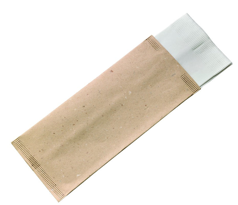 Funda para cubiertos de papel color crema con servilleta blanca 380x380mm 110x250mm - 500Uds