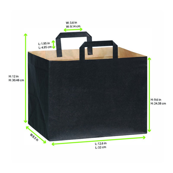 Bolsa de papel marrón reciclado con impresión negra 320x220mm A250mm - 250Uds
