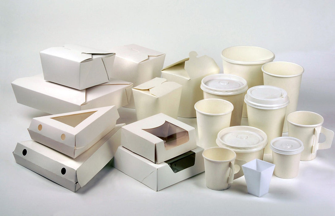 Caja de comida en cartón blanco con cierre 2000ml 217x160mm A67mm - 50Uds