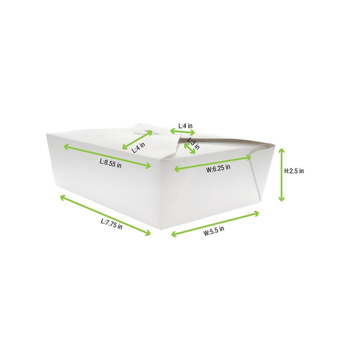 Caja de comida en cartón blanco con cierre 2000ml 217x160mm A67mm - 50Uds