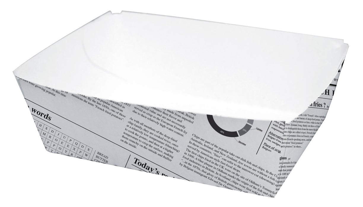Bandeja de cartón blanco con diseño periódico 440ml 80x110mm A40mm - 250Uds